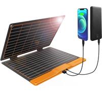 FLEXSOLAR 20W Pannello Solare Portatile per Campeggio,5V Caricatore Solare | Pieghevole da zaino con USB A QC3.0 e Tipo C Uscita, per Smartphone, iPad, Banca di Potere Campeggio
