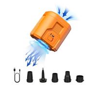 FLEXTAILGEAR EVO Pump 3, pompa ad aria elettrica portatile con 5 kPa e 1000 l/min, gonfiaggio e svuotamento, pompa da campeggio ricaricabile con USB-C, per gonfiabile, materasso ad aria (arancione)