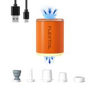 FLEXTAILGEAR TINY PUMP 2/2X, Pompa Elettrica Portatile da Campeggio, Pompa Sottovuoto, 4 kPa(180 L/min) Pressione e Portata Elevate, 5 Ugelli Multifunzione per Letto ad Aria, Sacchetto Sottovuoto