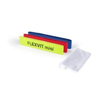 FLEXVIT Mini set di 3 fasce da fitness compatte per stabilizzazione e attivazione, resistenze da leggere a medie, lavabili e delicate sulla pelle