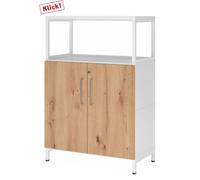 FlexWall | 3 OH | Ante + telaio | con zoccolo - Bianco/Rovere Nodato