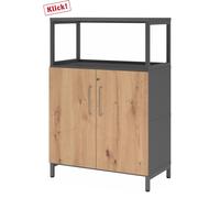 FlexWall | 3 OH | Ante + telaio | con zoccolo - Grafite/Rovere Nodato