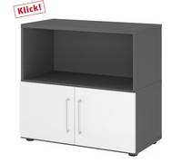 FlexWall | Altezza 2 raccoglitori | ante + unit | con piedini regolabili - Grafite/Bianco