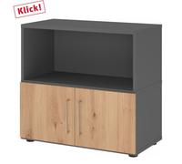 FlexWall | Altezza 2 raccoglitori | ante + unit | con piedini regolabili - Grafite/Rovere Nodato