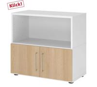 FlexWall | Altezza 2 raccoglitori | ante + unità | con piedini regolabili Bianco/Quercia
