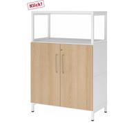 FlexWall | Altezza 3 raccoglitori | 2 x ante + telaio | con telaio di base - Bianco/Quercia