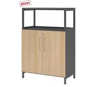 FlexWall | Altezza 3 raccoglitori | 2 x ante + telaio | con telaio di base Grafite/Quercia