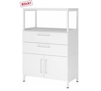 FlexWall | Altezza 3 raccoglitori | ante + cassetti + telaio | con telaio di base - Bianco/Bianco