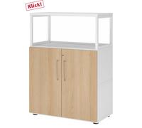 FlexWall | Altezza 3 raccoglitori | ante + telaio | con piedini regolabili - Bianco/Quercia