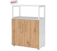 FlexWall | Altezza 3 raccoglitori | ante + telaio | con piedini regolabili Bianco/Rovere Nodato