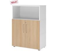 FlexWall | Altezza 3 raccoglitori | ante + unit | con piedini regolabili - Bianco/Quercia