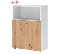 FlexWall | Altezza 3 raccoglitori | ante + unit | con piedini regolabili - Bianco/Rovere Nodato