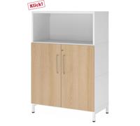 FlexWall | Altezza 3 raccoglitori | ante + unit | con telaio di base - Bianco/Quercia