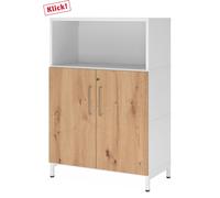 FlexWall | Altezza 3 raccoglitori | ante + unit | con telaio di base - Bianco/Rovere Nodato
