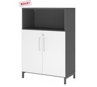 FlexWall | Altezza 3 raccoglitori | ante + unit | con telaio di base - Grafite/Bianco
