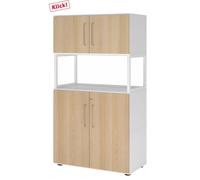 FlexWall | Altezza 4 raccoglitori | 2 x ante + telaio | con piedini regolabili - Bianco/Quercia