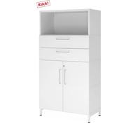 FlexWall | Altezza 4 raccoglitori | ante + cassetti + unità | con telaio di base Bianco/Bianco