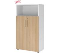 FlexWall | Altezza 4 raccoglitori | ante + unit | con piedini regolabili - Bianco/Quercia
