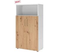 FlexWall | Altezza 4 raccoglitori | ante + unità | con piedini regolabili Bianco/Rovere Nodato