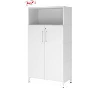 FlexWall | Altezza 4 raccoglitori | ante + unità | con telaio di base Bianco/Bianco