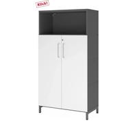FlexWall | Altezza 4 raccoglitori | ante + unità | con telaio di base Grafite/Bianco