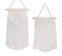 Flexzion Arazzo macramè da Parete (2 Pezzi 50,8 cm di Cotone Bianco) Decor Boho Decorazione Regalo da Muro per casa Chic Camera da Letto Soggiorno, Tenda Ghirlanda Stanza dei Bambini Hippie rustico