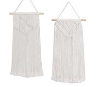 Flexzion Arazzo macramè da Parete (2 Pezzi 76,2 cm di Cotone Bianco) Decor Boho Decorazione Regalo da Muro per casa Chic Camera da Letto Soggiorno, Tenda Ghirlanda Stanza dei Bambini Hippie rustico