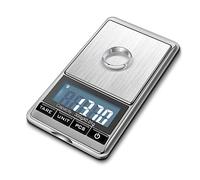 Flexzion Bilancia Digitale per Gioielli Mini - Bilancino Precisione Scala Pesa Grammi Professionale Elettronico LCD in Acciaio Inox per Gioielleria Piccoli Oggetti Diamante Oro 7 Unità (Argento)