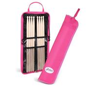 Flexzion Borsa per 4 paia di bacchette, Custodia per accessori strumento musicale percussion, Borsa per sticks drum con tracolla regolabile maniglia, Portabacchette resistente all'acqua (Rosa acceso)