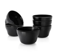 Flexzion Bouillon Cup and Soup Bowls 226,8 g - Porcellana 226,8 g piccole ciotole da dessert, ciotola per salsa, set di 6, forno a microonde e lavastoviglie, nero
