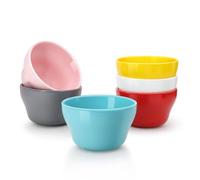 Flexzion Bouillon Cup and Soup Bowls 226,8 g - Porcellana 226,8 g piccole ciotole da dessert, ciotola per salsa, set di 6, adatta al microonde e alla lavastoviglie, multicolore