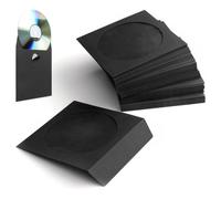Flexzion Confezione da 100 Copertine di Carta Spessa per CD DVD Bustine Plastica Custodie Standard a Busta Conservazione Premium con Finestra e Aletta per Dischi di Musica Film (Nero)
