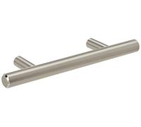 Flexzion Confezione da 5 maniglie per mobili da cucina argentate, 17,8 cm, 12,7 cm, barra a T in acciaio inox massiccio con nichel satinato spazzolato, ferramenta per mobili da cucina e da bagno