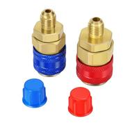 Flexzion Connettori AC R134a adattatori porte, Auto aria condizionata refrigerante condizionatore, Accoppiatori ricarica set basso alto 2 kit di conversione per HVAC auto con manometri collettore