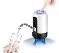 Flexzion Dispenser per bottiglie d'acqua per brocche da 5/6 galloni, pompa elettrica staccabile per bevande fredde con mini scatola batteria portatile, tipo di caricamento dall'alto per piano di