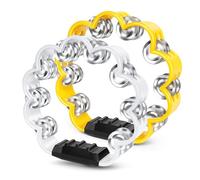 Flexzion Flower - Tamburello portatile da 20,3 cm, con sonagli in metallo e impugnatura ergonomica, piccoli tamburelli per adulti, bambini, chiesa, feste ed eventi musicali (confezione da 2, giallo e