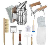 Flexzion Kit di Attrezzi per Apicoltura - 10 Pezzi Essenziali per apicoltori - all - Kit per Principianti per Alveare, Fumatore, scoperchiamento, marcatura Regina, Strumenti per Alveare