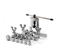 Flexzion Kit di strumenti per svasatura e swaging, tubi da 45 gradi da 1/8 a 3/4" per tubo di rame morbido tipo di estrusione per acqua e gas idraulico automobilistico 14 pezzi cono con custodia