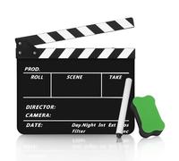 Flexzion Lavagna in plastica acrilica, per regista, cancellabile a secco, per scene d'azione di Hollywood, studio cinematografico, video, 25,4 x 30,5 cm, con bastoncini bianchi e neri
