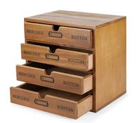 Flexzion Organizer da scrivania in legno con 4 cassetti per riporre oggetti, armadio da tavolo a 4 ripiani, spazio di lavoro, bancone e arredamento per oggetti artistici