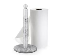Flexzion Porta asciugamani di carta effetto marmo, bianco, 30,5 cm, da appoggio, con base in marmo pesante, per rotoli di carta standard e jumbo