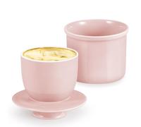 Flexzion Portaburro in porcellana - Piatto francese con coperchio, supporto da tavolo spalmabile per acqua dolce e dolce sigillata, collezione retrò caffetteria decorazione per casa colonica (rosa)