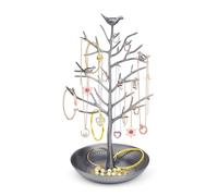 Flexzion Portagioie albero per collane bracciali orecchini, Organizer torre rack espositore gioielli, Portaoggetti albero organizzatore da appendere pendenti braccialetti per donne ragazze (Argento)