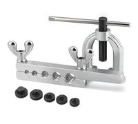 Flexzion SAE Kit Attrezzi per svasatura, Tubi bulloni Dadi in Acciaio Rame Alluminio, Freno a Doppia svasatura a 45 Gradi Misure (3/16, 1/4, 5/16, 3/8, 1/2"), Set di Tool svasatore per Tubi Idraulici