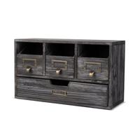 Flexzion - Set di cassetti in legno per scrivania e ufficio, con finitura in legno intrecciato, stile rustico, colore: marrone