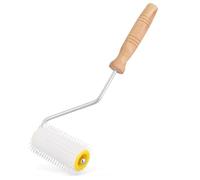 Flexzion Strumento per estrattore di tappi a rullo per aghi di plastica con manico in legno duro da 5 pollici per miele a nido d'ape che estrae apicoltura senza tappo, Cuscinetto meccanico ruota