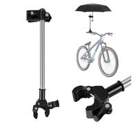 Flexzion Supporto cavalletto per porta ombrelli per bicicletta, Accessori morsetto universale per manubrio di bici per pioggia, Portaombrelli sedia a rotelle passeggino sedia da campeggio sdraio