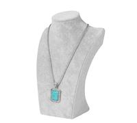 Flexzion Supporto in velluto per collane per donne, Organizer espositore busto per gioielli casa bagno armadio, Portaoggetti portagioie organizzatore catena pendente girocolli medaglioni (Grigio)