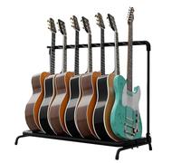 Flexzion Supporto multi per chitarra, 7 supporti multipli, supporto universale per strumenti, organizer pieghevole e imbottito, slot per basso da palcoscenico, per chitarre elettriche acustiche e