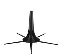 Flexzion Supporto per tromba, pieghevole, compatto, portatile, con 5 gambe in metallo, con cuscinetti in feltro antigraffio, supporto stabile, fascia in ottone, nero